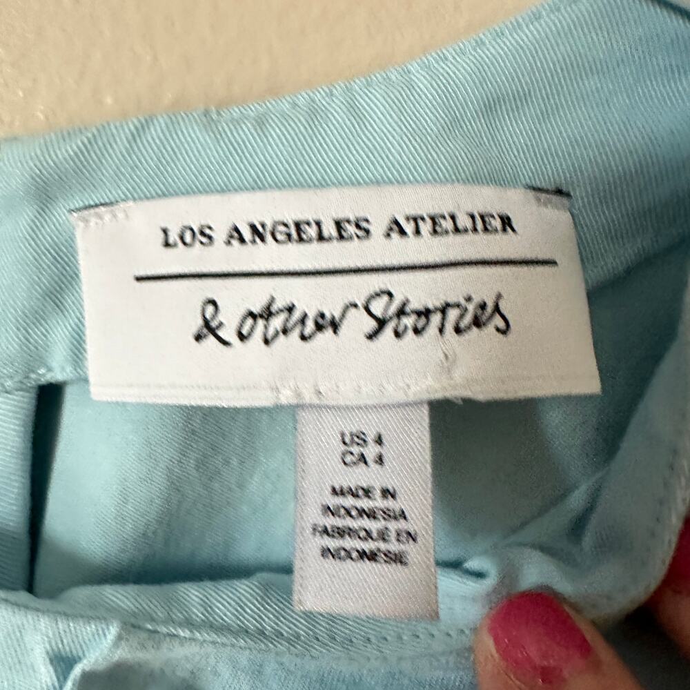 & Other Stories Womens 4 Light Blue Twist Detail Cut Out Long Sleeve Blouse - Picture 6 of 10
